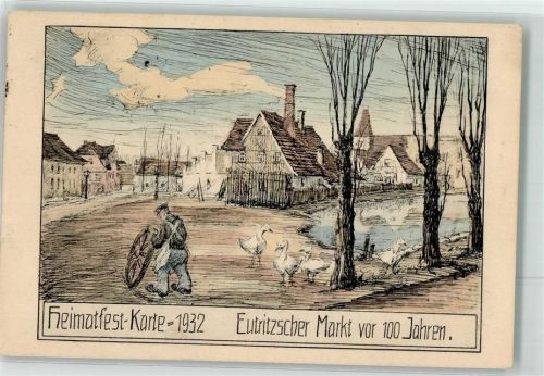 Leipzig Heimat-Fest-Karte 1932 Eutritzscher Markt Gänse Tümpel Ort lt. Stempel