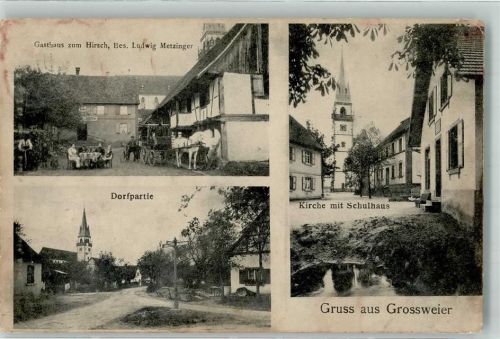 Großweier Gasthaus Zum Hirsch Ludwig Metzinger Kirche Schulhaus