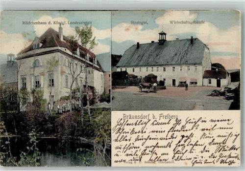 Bräunsdorf Mädchenhaus d. Königl. Landesanstalt Staatsgur WirtschaftsgebäudeRind