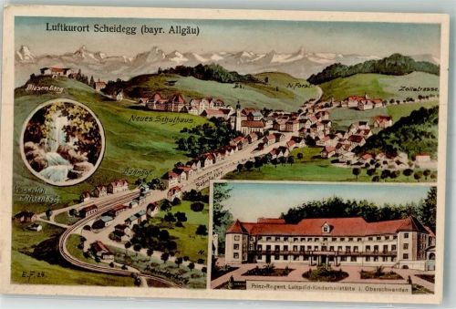 88175 W8999 Scheidegg , Allgäu Künstlerkarte Wasserfall Rickenbach Prinz Regent Luitpold-Kinderheistätte Atelier Eug. Felle-Isny