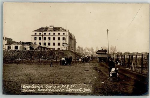 Oppau Explosion des Stickstoffwerkes 21.9.1921 schwer beschädigte Verwaltung