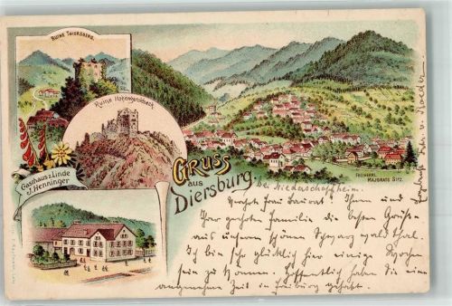 Diersburg 1901 Ruine Hohengeroldseck Ruine Thiersberg Gasthaus zur Linde