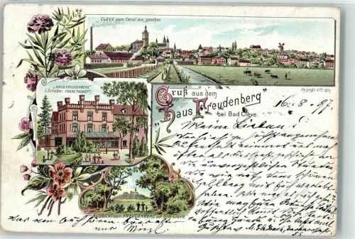 Cleve 1897 Haus Freudenberg Windmühle Rinderweide