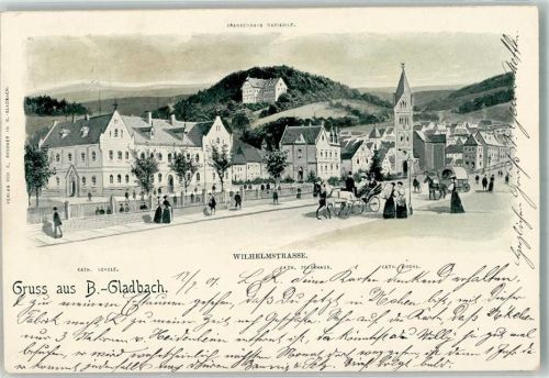 Bergisch Gladbach 1901 Wilhelmstraße Krankenhaus Maria Hilf Kath. Schule Kutsche Planwagen