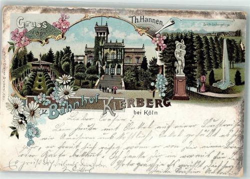 Kierberg 1899 Bahnhof Kierberg Brühl-Siebengebirge Bahnpost Zug 207
