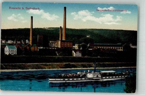 Decin Tetschen-Bodenbach 1915 Foto AK Raddampfer Fürst Bismarck Elektrzitätswerk Rosawitz Stempel Geprüft