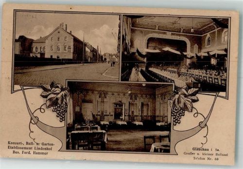 Glauchau Gasthaus Gartenetablissement Lindenhof Saal Gastraum