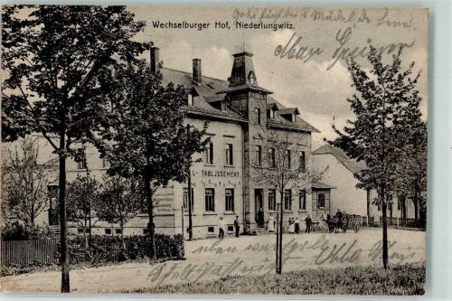 Niederlungwitz 1917 Gasthaus Wechselburger Hof Fuhrwerk