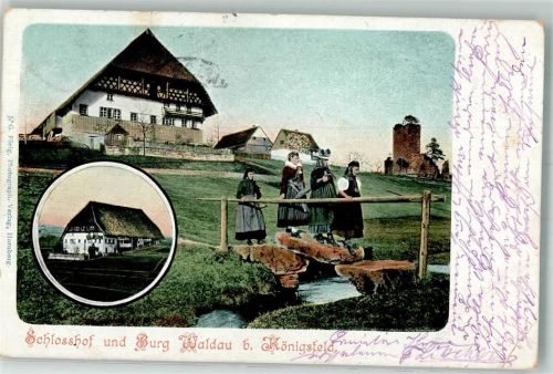 Königsfeld 1906 Schwarzwälder Trachten Schloßhof Burg Waldau