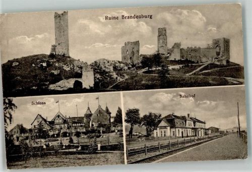 37293 W3443 Herleshausen - Ruine Brandenburg Schloß Bahnhof