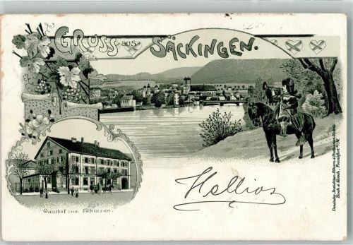 Bad Säckingen 1900 Bahnpost Konstanz Cassel Zug 978 11.8.00 Gasthaus zum Schützen