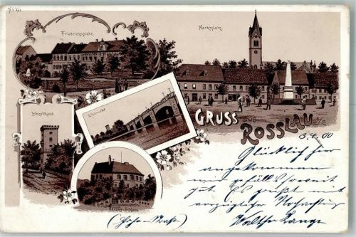 Roßlau 1900 Elbzollhaus Herzogl. Schloß Marktplatz Elbbrücke