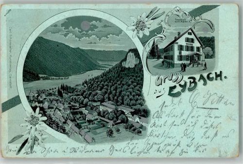 Eybach 1902 Lithographie Gasthaus zum Adler