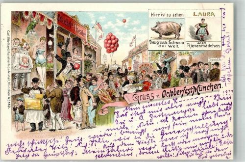 München 1897 Adelskorrespondenz Münchner Oktoberfest Festgelände Buden Ballon