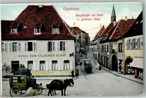 Edenkoben 1919 Hauptstraße Hotel zum gpldenen Schaf Postkutsche