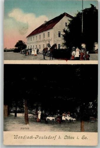 02708 O8700 Löbau 1913 Foto AK Wendisch-Paulsdorf Gasthaus Gartenwirtschaft