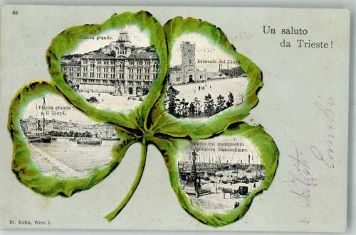 Trieste / Triest / Trst 1901 Denkmal Massimiliano Hafen Arsenale del lloyd Piazza grande Kleeblatt