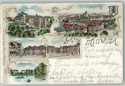 Mittweida 1897 Technikum Markt Schwanenteich Tzschirnerplatz