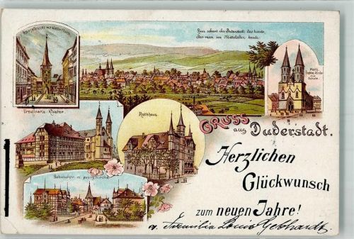 Duderstadt 1899 Rathaus Ursulinen-Kloster Bahnhofstraße Spiegelbrücke