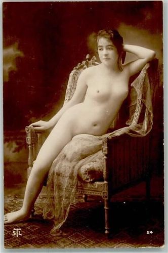 Nackte Frau Korbstuhl Tüll Verlag STL Nr. 24 FKK 1906 FOTO KEINE AK