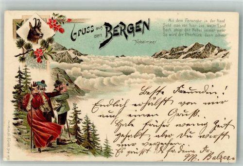 1899 Wanderer Nebelmeer Fernrohr Verlag Künzli Nr. 613