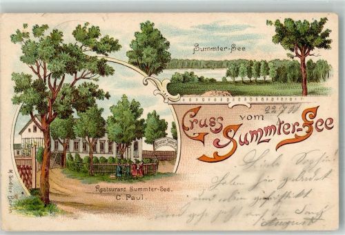 Summt 1909 Lithographie Summter See Gasthaus zum Summter-See