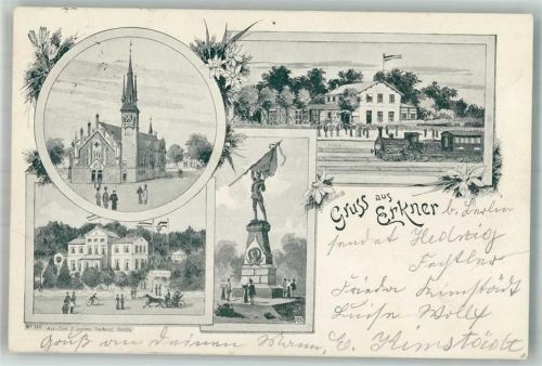 Erkner 1898 Kriegerdenkmal Bahnhof Kirche Kurhaus