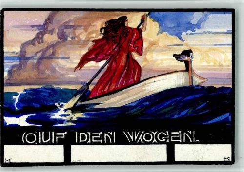Handgemalt Karli Auf den Wolken Göttin Künstlerkarte