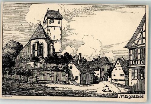 Magstadt Kirche St. Johannes der Täufer Dorfstraße Enten sign. Oelsässer