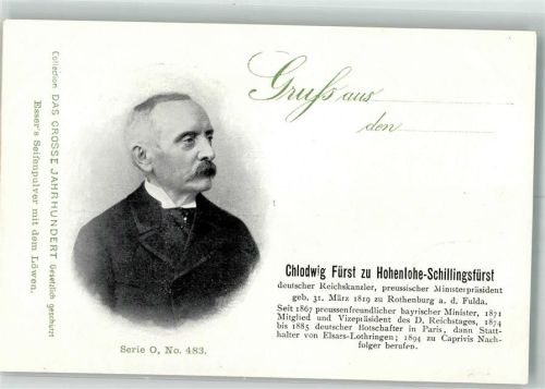 1900 Fürst zu Hohenlohe Reichskanzler Das Grosse Jahrhundert Serie O, Nr. 483