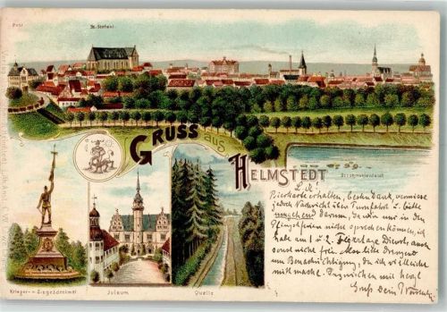 Helmstedt 1898 Krieger-Siegesdenkmal Juleum Quelle Wappen St. Stefanie Strohmühlenteich