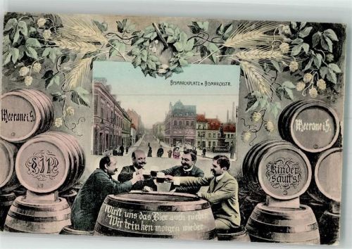 Meerane 1906 Bismarckplatz Bismarckstraße Zecher Fäßer