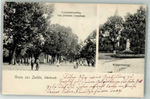 Zechin 1908 Dorfstrasse Kolonialwaren Grosskopp Kriegerdenkmal
