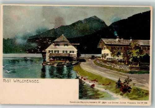 Walchensee 1899 Zieher, Ottmar Heliocolorkarte Nr. 2924