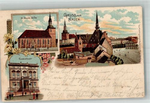 Nauen 1904 St. Jacobi-Kirche Landratsamt Rathaus Bahnpost Berlin-Hamburg Zug 206