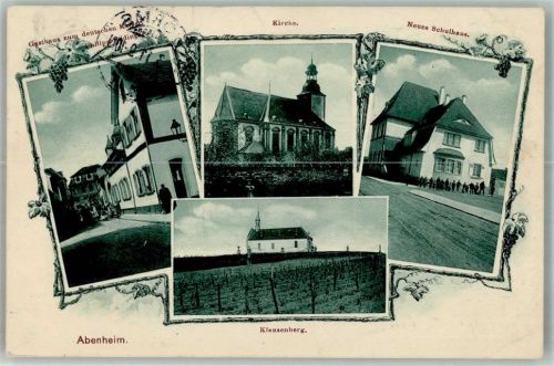 Abenheim 1911 Kirche Gasthaus zum deutschen Kaiser Neues Schulhaus Klausenberg