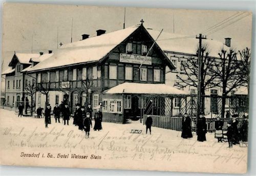 Kurort Jonsdorf 1917 Hotel-Gasthaus zum Weisser Stein Rodelschlitten Winter