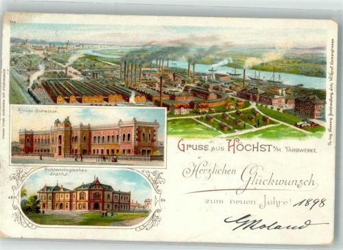 Höchst 1898 Haupt-Bureau Kaufhaus Farbwerke Neujahr