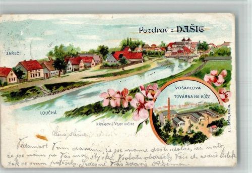 Dasice 1904 Fabrik Gasthaus Lithographie