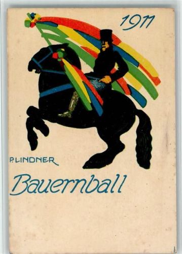 O8000 Dresden Bauernball Künstlerfest sign. Lindner P. 1911 Reiter Kunstgeschichte Dresden BOAKC