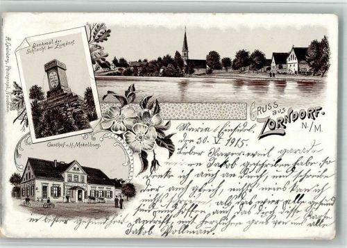 Zorndorf 1915 Denkmals Gasthaus Kirche Lithographie