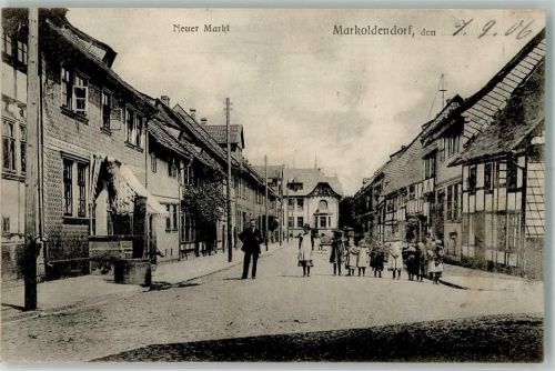 Markoldendorf 1906 Neuer Markt Brunnen Kindergruppe