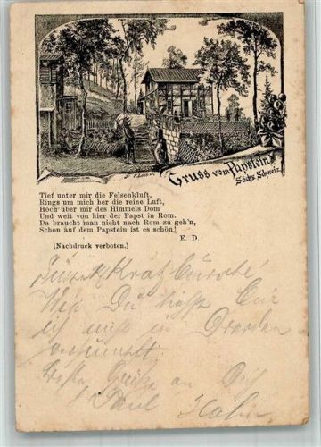 Kurort Gohrisch 1893 Vorläufer Druck 1880 - 1889 Gruß vom Papstein Gedicht von E. D. Lithographie