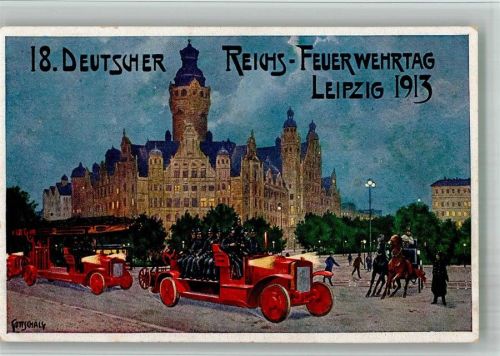 Leipzig 1913 18. Deutscher Reichs-Feuerwehrtag Ereignis Festkarte Nr. 1