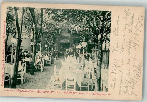 Wien 1901 Gasthaus Wegscheidler Zur Schlange Neubaugasse 31