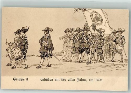 Oebisfelde 1914 900 Jahrfeier der Stadt Oebisfelde 1914 Festzug Schützen mit alter Fahne anno 1600 Gruppe 8
