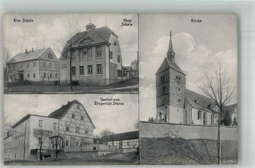Stürza 1918 Alte und Neue Schule Dorfkirche Gasthaus zum Erbgericht Feldpost
