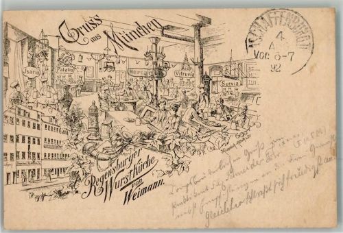 W8000 München Regensburger Wurstküche Weinmann Gasthaus Studentika Vorläufer 1892 BOAKC