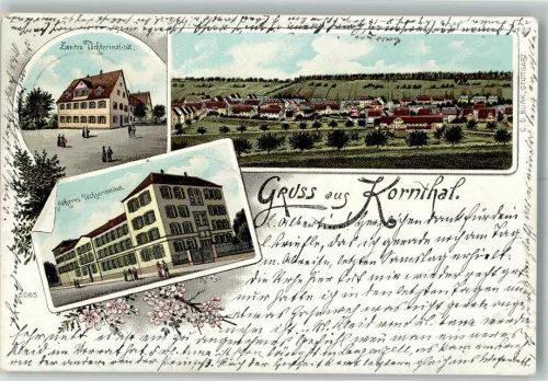 70825 W7015 Korntal Lithographie Höheres Töchterinstitut Zweites Töchterinstitut