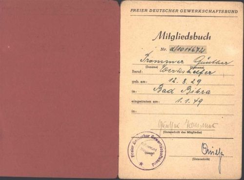 Mitgliedsbuch Freier Deutscher Gewerkschaftsbund 1949